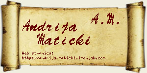 Andrija Maticki vizit kartica